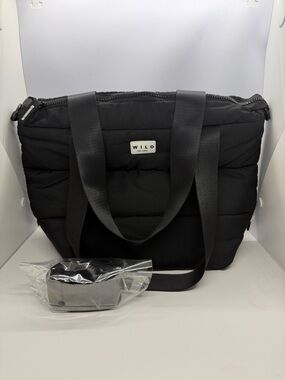 WILO Black Quilted Tote Bag with Dual Straps